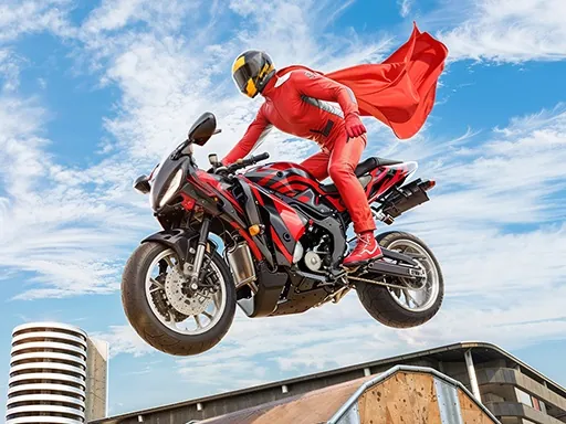 Real Motorbike Super Hero Stunt 3D
